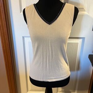 Villager Beige Sleeveless V-Neck Top